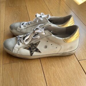 Golden Goose White and Gold Sneakers